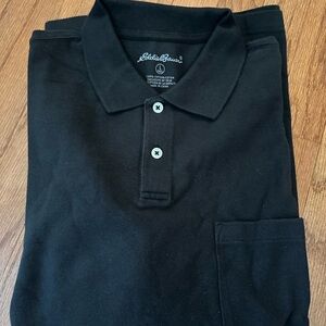 Eddie Bauer Long-sleeve Black Polo Shirt Classic Style